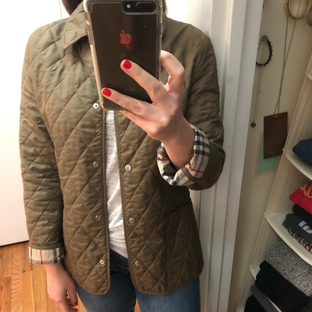 Burberry Quilted Utility Jacket w/ Check Lining